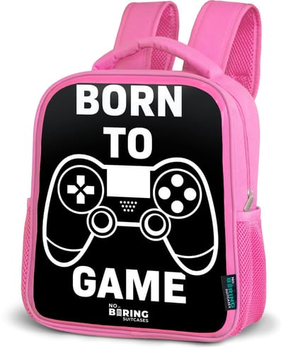 NoBoringSuitcases.com® - Rugzak roze - Schooltas meisjes - Qoute met controller in zwart wit - Kinder rugtas meisje - Boekentas kind - Kinderrugzak voor school - Schoolrugzak