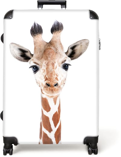 NoBoringSuitcases.com® - Koffer groot - Reiskoffer lichtgewicht - Giraffe - Dieren - Natuur - Portret - Rolkoffer met 4 wielen - Grote trolley XL - 98 liter bagage
