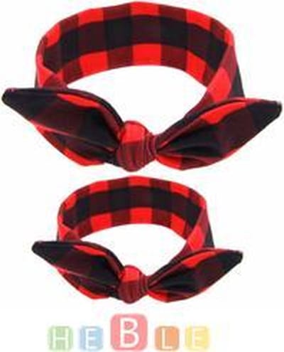 Haarbanden Set Moeder & Dochter - Twinning - Haarband - Setje - Accessoires - Rood zwart geblokt - Heble