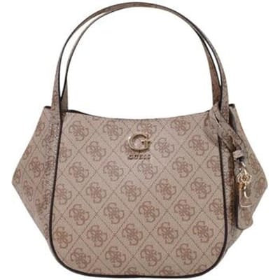GUESS handtas schoudertas Coleen Logo Satchel Latte Logo Lichtbruin