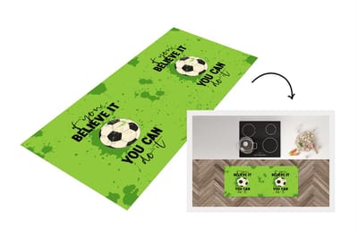 Keukenloper - Loper keuken - Quotes - Spreuken - If you believe it, you can do it - Voetbal - 120x50 cm - Keukenloper vinyl