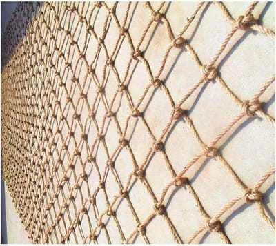 Veiligheidsnet Touw - Beschermnet Klimnet - Kinderen Beveiligen - Handgeweven Kwaliteit - 1x5 Meter - Naturel