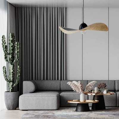 SIGMA Hanglamp Jil, kap gebogen, zwart/goud