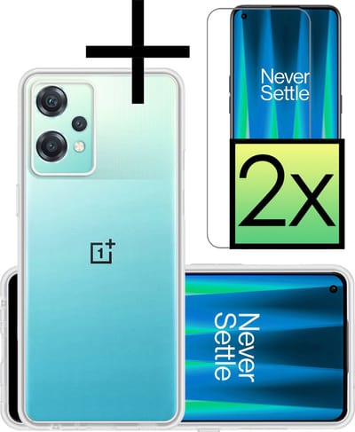 Hoesje - Met 2x Screenprotector - Geschikt voor OnePlus Nord CE 2 Lite - Sterk & Shockproof - Back Cover - Siliconen Case - Telefoon Hoes - Transparant