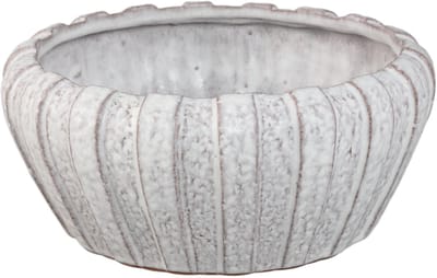 PTMD Mirei White Ceramic Pot Vertical Ribbed Round LowS