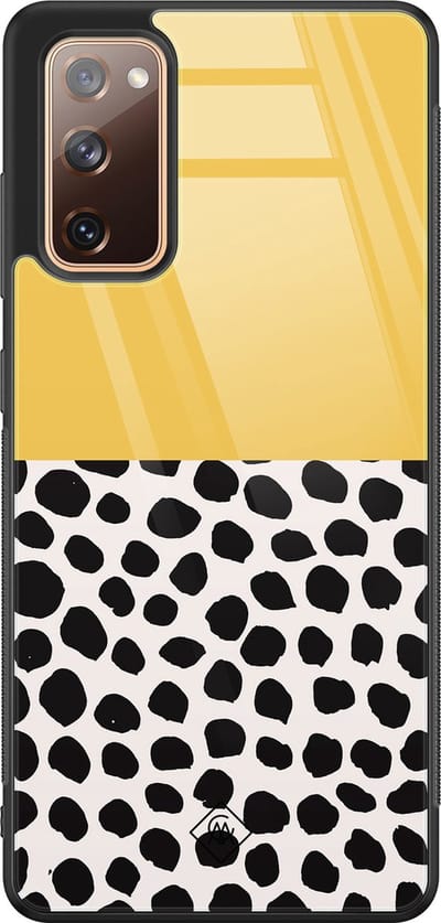 Casimoda® hoesje - Geschikt voor Samsung Galaxy S20 FE - Abstract Geel - Luxe Hard Case Zwart - Backcover telefoonhoesje - Geel