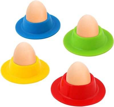 Set van 4 Siliconen Eierschalen voor Gekookte Eieren - Ideaal voor Ontbijt en Keukenaccessoires