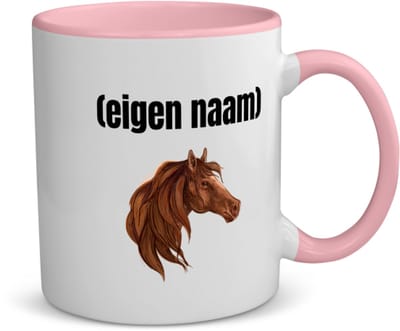 Akyol - paardenkop met eigen naam koffiemok - theemok - roze - Paarden - paarden liefhebbers - iemand die houdt van paarden - verjaardag - cadeau - kado - 350 ML inhoud