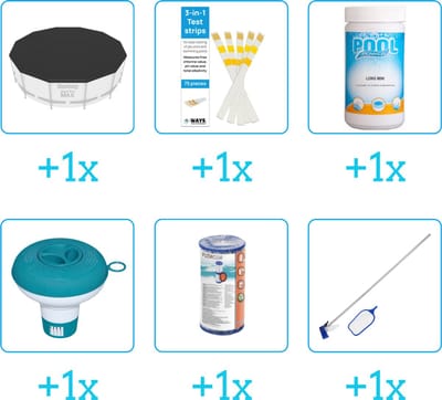 Zwembad Accessoirepakket voor Bestway Fast Set Opblaasbaar zwembad - 366x76 cm - Rond - Met filterpomp - Bestway - 57274 - 6-delig