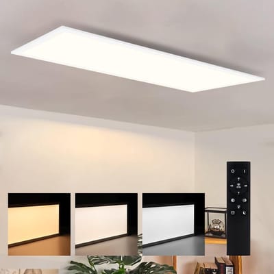 NETTLIFE Plafondlamp LED, LED paneel ultraplat,48W, Dimbaar met Afstandsbediening - 3000K-6500K Instelbare Kleurtemperatuur , Wit , 120x30x4.5 cm (LxBxH)