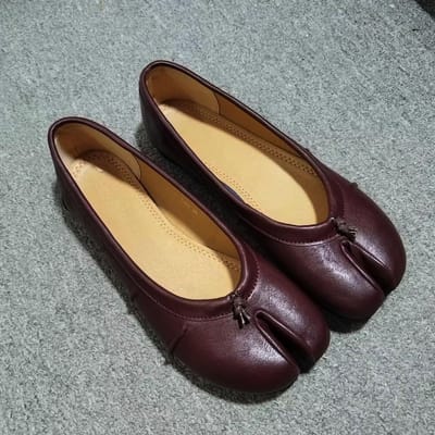 Split Toe Dames Ballet Flats Mode Tabi Schoenen Casual Slip-on Loafers Dames Geplooide Leren Espadrilles Zapatillas Mujer 39 beige