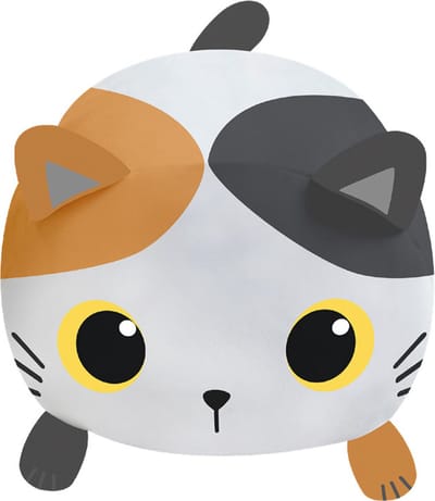 I-total - Kussen Kat wit-oranje-grijs -kinderkussen - kussen Kinderkamer - Fun kussens - Sierkussen- zacht kinderkussen - pluche kinderkussen