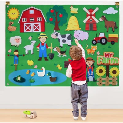 Montessori Busy Board Educatief Speelgoed Doe-het-zelf Dierentuin Thema Verhalen Vertellen Vroeg Leren Interactief Betrekken Met Set Wandmontage Vilt red
