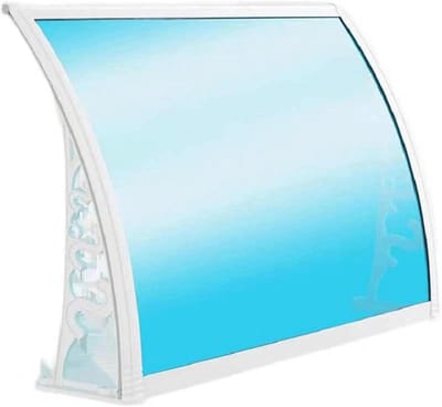 Terrasoverkapping - Buitenluifel - Bescherming tegen weer - Slank profiel ontwerp - 60x80cm - Wit met blauw