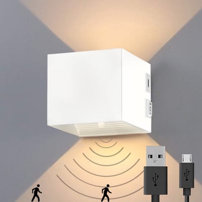 Luminize® oplaadbare wandlamp met bewegingssensor - draadloze wandlamp op accu - trapverlichting - nachtlampje - aluminium - wit