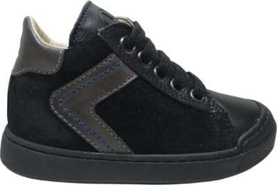 Naturino veter/rits bumper hoge lederen sneakers Heist zwart grijs mt 21