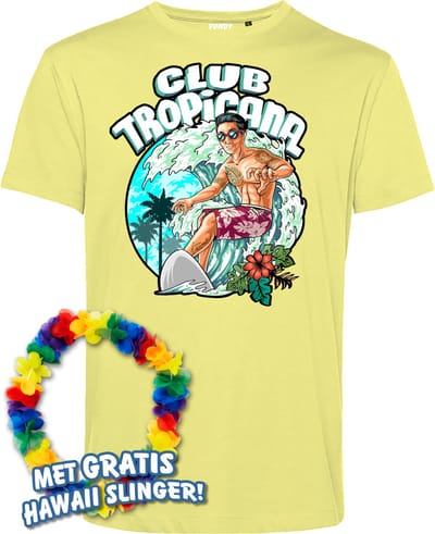 T-shirt Surfing Time | Toppers in Concert 2024 | Club Tropicana | Hawaii Shirt | Ibiza Kleding | Lichtgeel | maat XS