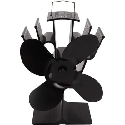 Hitteaangedreven Haardventilator 4 Bladen Aluminiumlegering Kachelventilator Hittebestendig Zwart Eco black