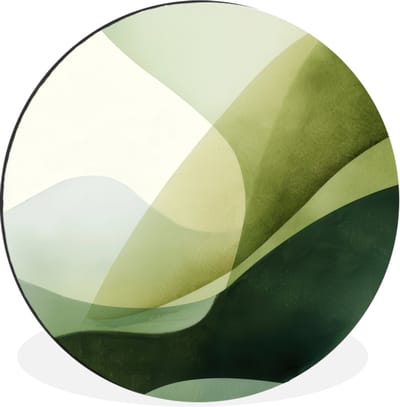 WallCircle - Wandcirkel - Muurcirkel - Golven - Abstract - Lichtgroen - Sierlijk - Aluminium - Dibond - 30x30 cm - Binnen en Buiten