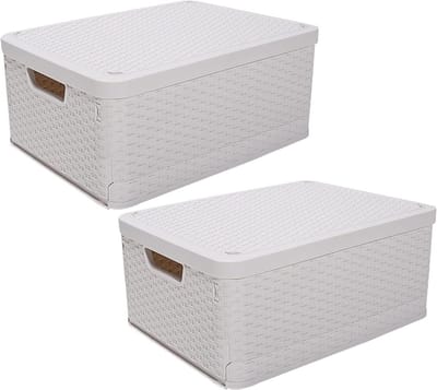 Camping Opbergdoos - Opvouwbare Bak - Ruimte Besparen - Met Deksel - 438x33x245 cm - Wit