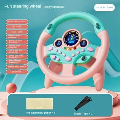 Volant d'enfant pour siège arrière Jouet de conduite simulée avec lumière et musique Jouets pour la maternelle Cadeaux d'imitation