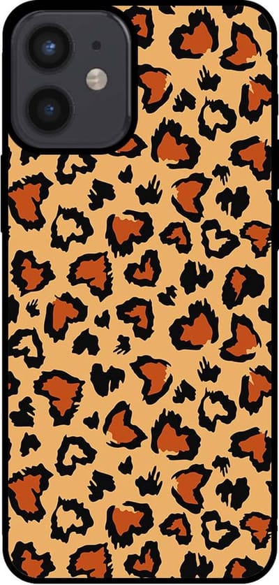 Smartphonica Telefoonhoesje voor iPhone 12 Mini met tijgerprint - backcover met panterprint - Bruin geschikt voor iPhone 12 Mini