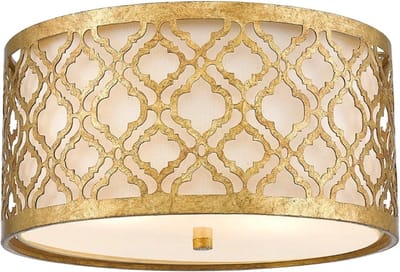 Gilded Nola LED Plafondlamp Arabella | 2X E27 Max 60W | Dimbaar | Distressed Gold, Ivory Shade