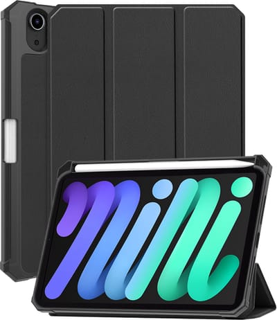 Hoesje - Geschikt voor Apple iPad Mini 7 (2024) - 8.3 inch - 7e Generatie - Dun & Stevig - Trifold Bookcase - Hard Cover Case - Met Uitsparing Geschikt voor Apple Pencil - Hardcover Book - Tablet Hoes - Zwart