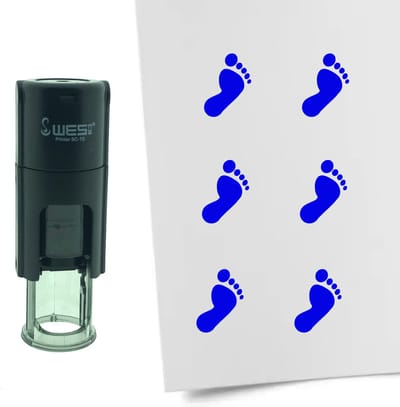 CombiCraft Stempel Voet 10mm rond - blauwe inkt