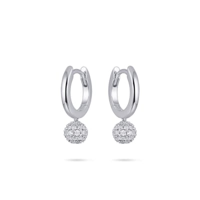 Gisser Jewels - Oorringen KC1034 - gerhodineerd sterling zilver - met zirconia stenen - 13.5 mm + 5 mm bedel