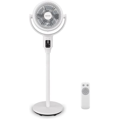 Auronic Statiefventilator - Staande Tafel en Vloerventilator - 9 Standen en Timer - Luchtkoeler - Stil - Met Afstandsbediening en Display - Fan - Wit