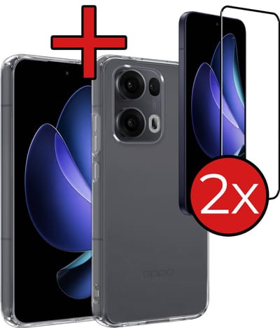 Hoesje - Met 2x Screenprotector - Geschikt voor Oppo Reno 13 Pro - Sterk & Shockproof - Telefoon Hoes - Back Cover - Siliconen Case - Telefoonhoes - Transparant
