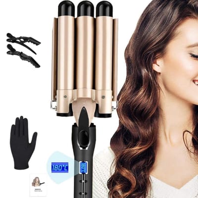 MRKK® Wafeltang – Wafeltang Voor Dik en Dun Haar – Wave Tang Voor krullen – Zwart/Goud