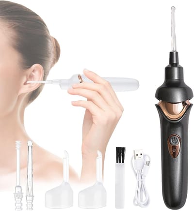 Elektrische Oorsmeer Verwijderaar - Oorreinigingsset met LED lampje - Oplaadbaar Oorreiniger - Otoscoop - Oorlepeltje - Ear Cleaner - Oorpoetsapparaat - Voor Oorsmeerverwijdering - Zwart
