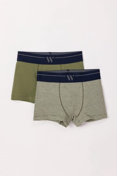 Woody duopack boxershorts jongens/heren - kakigroen gestreept - 242-12-QLM-Z/059 - maat 176