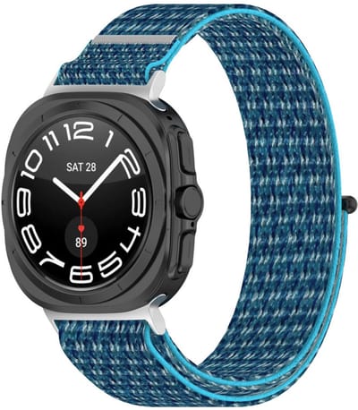 Nylon loop bandje - geschikt voor Samsung Galaxy Watch Ultra (47mm) / Ultra 2025 (47mm) - klittenband sluiting - blauw