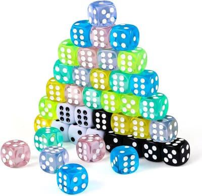 Kleurige Zeszijdige Dobbelstenen Set van 40 Stuks - Transparante Speel Dobbelstenen voor Bordspellen en Dobbelspellen in 8 Kleuren