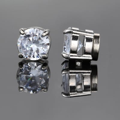 Ice Out Nep Oorbellen Voor Mannen Vrouwen Sterke Magneet Magnetisch Roestvrij Staal Niet-Piercing Hip Hop Rock Mode Sieraden Accessoires white