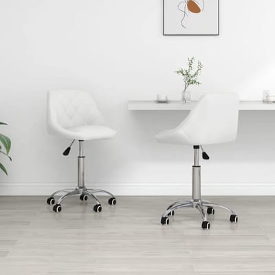 vidaXL - Eetkamerstoelen - draaibaar - 2 - st - kunstleer - wit