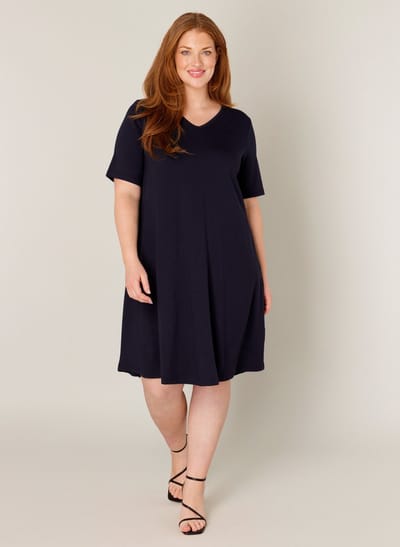 BASE LEVEL CURVY Abernathy Jurk - Dark Blue - maat 1(48)