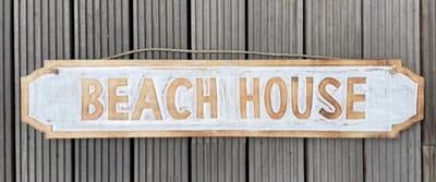 Tekstbord Beach House wit/natural 100 cm