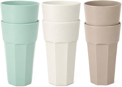 Plasticforte onbreekbare drinkglazen - 6x stuks - kunststof/plastic - mix van 3 kleuren - 600 ml - 16 cm - stapelbaar