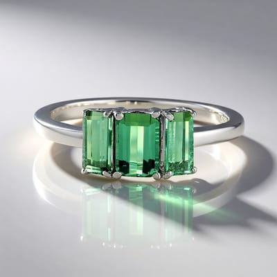 Cavill - Sterling Zilveren Ring - 1,18 ct Groene Benedito Toermalijn - Achthoek Trapgeslepen - Modern Sieraad