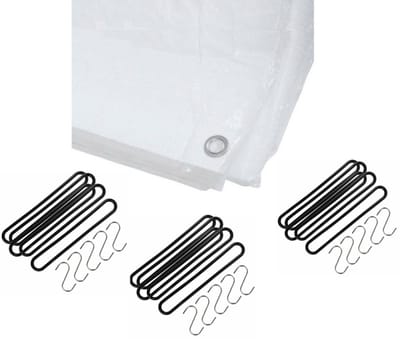 Benson - Afdekzeil - dekzeil - wit - 6 x 10 meter - met 30x spanrubbers - en S-haken