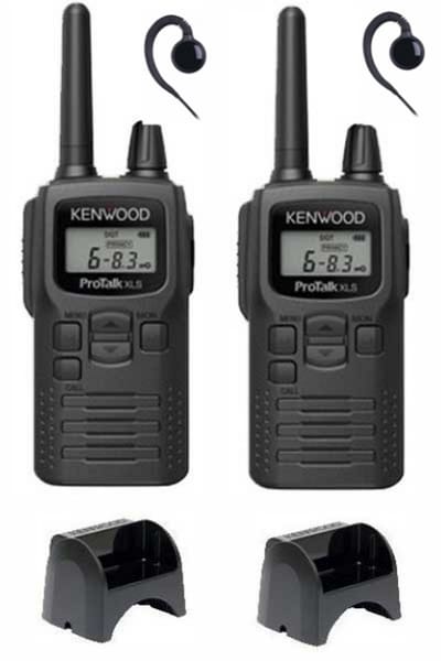Set van 2 Kenwood PKT-300 ProTalk XLS IP52 PMR446 mini portofoons en C-ring oortje