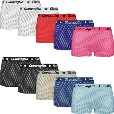 10-pack Dames Onderbroek Katoen - Boxershorts - Korte Pijp - Maat XXL - Stippels