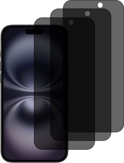 Privacy Screen protector Geschikt voor iPhone 16 Plus screenprotectors Privacy - 3 Stuks - Full screen protector tempered glass van gehard glas