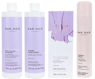NAK Hair Platinum Blonde Quad Pack – Zilvershampoo, Conditioner & Masker Set (4-delig)