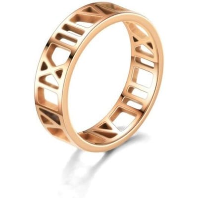 Bxzyrt Romeinse Cijfers Roestvrijstalen Ring Voor Vrouwen Mannen Klassieke Roségouden Kleur Casual Partnerringen Sieraden Jubileumcadeaus 10 helder roze
