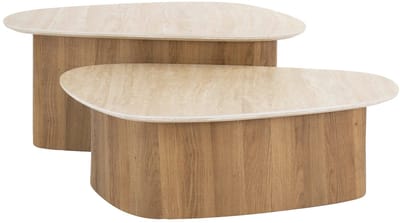 Luxe Salontafel Set van 2 - Bijzettafels Hout - Bijzettafeltjes Woonkamer - Antieke Tafelset - Salontafel Industrieel Hout - Decoratie Salontafel - Salon Tafel Industrieel & Landelijk - Grote & Kleine Tafel